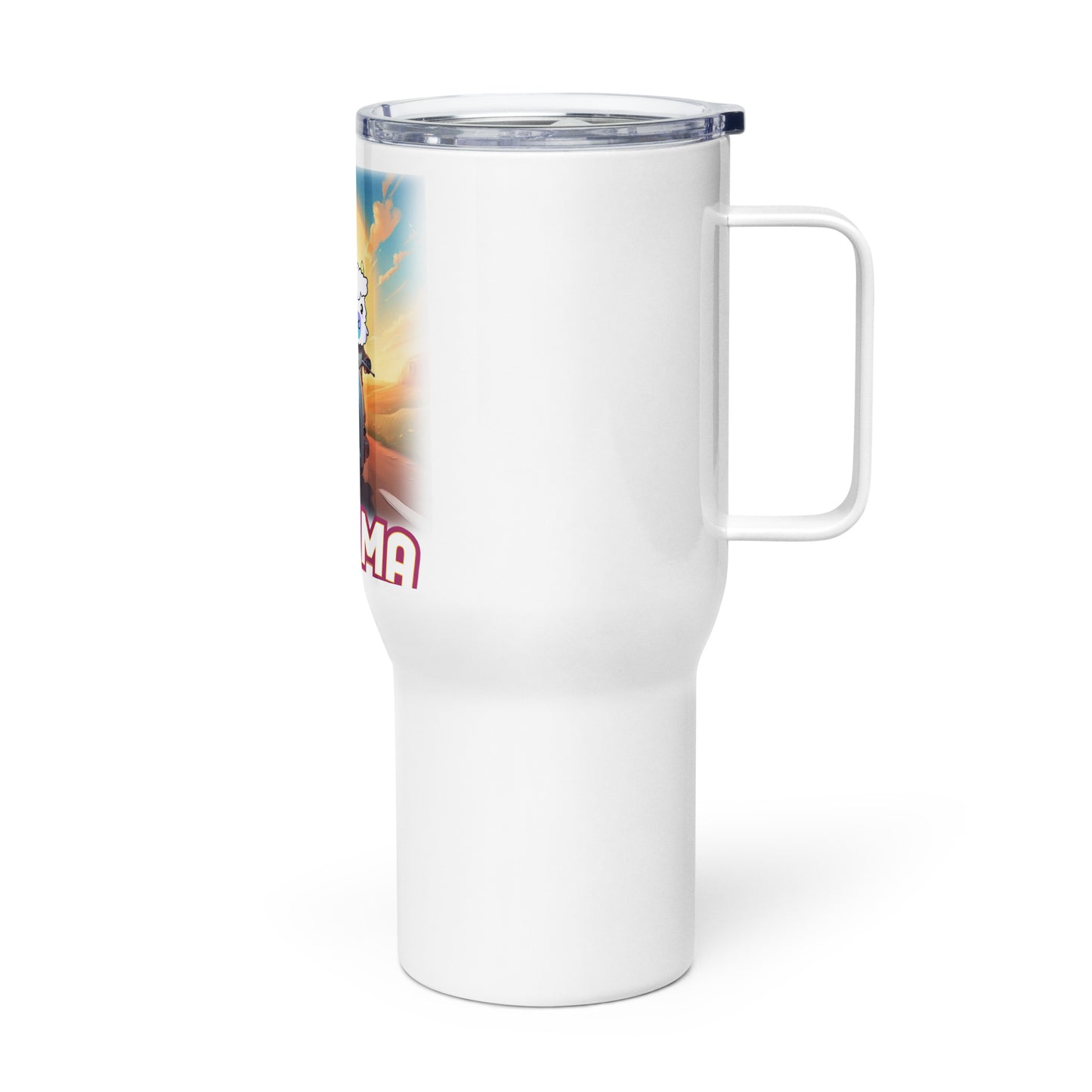 Travel mug with a handle