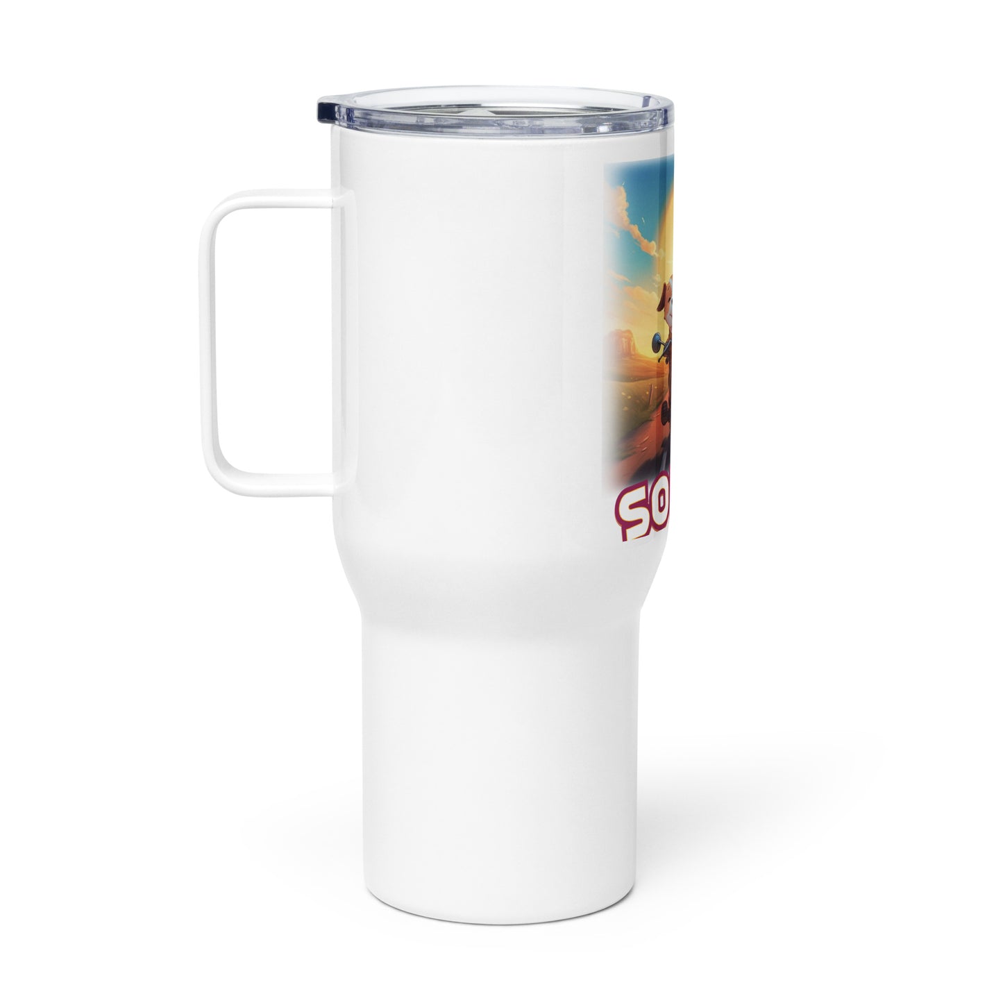 Travel mug with a handle